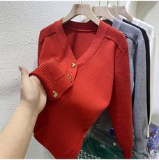 爱心扣开衫，女装针织衫/毛衣，美莎羊绒