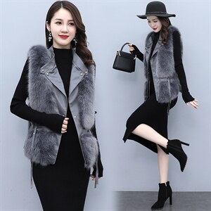 芷墨2021新款韩版时尚无袖坎肩优雅气质显高显瘦皮草马甲保暖洋气,女装皮草,芷墨服饰