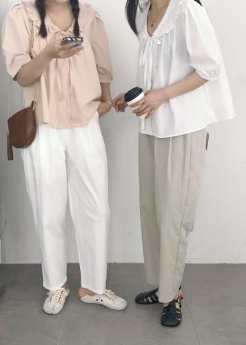 （现货）夏季新款，松紧腰麻料萝卜裤,女装,小时代