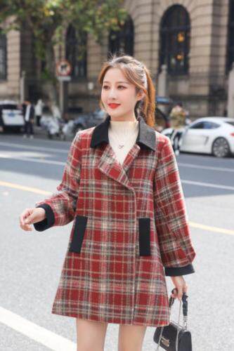 格子绒加棉大衣，女装，米娜·丹怡