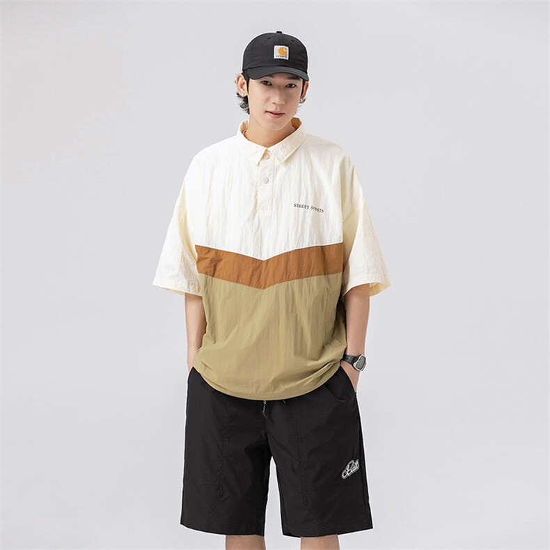 夏季潮流宽松衬衣休闲短袖衬衫A161-1702-P40图片