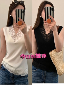 背心女2025新款外穿针织无袖衫内搭精纺超薄水溶蕾丝吊带图片