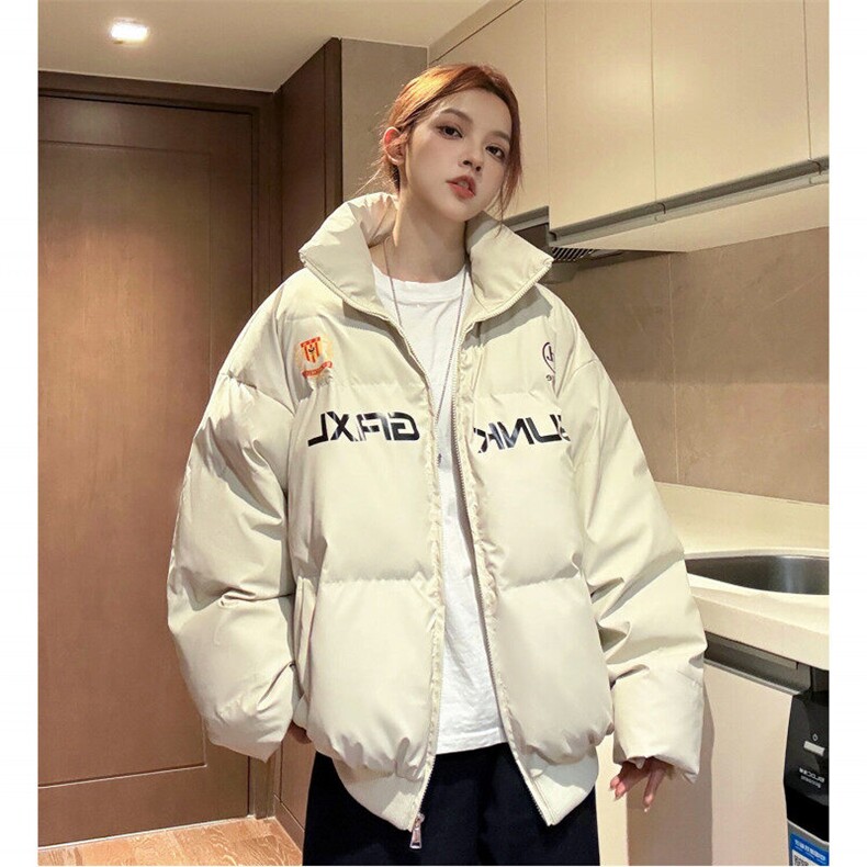 中性风冬装 大领子pu软皮棉服 棉衣休闲加厚外套男女 G1109 P128图片