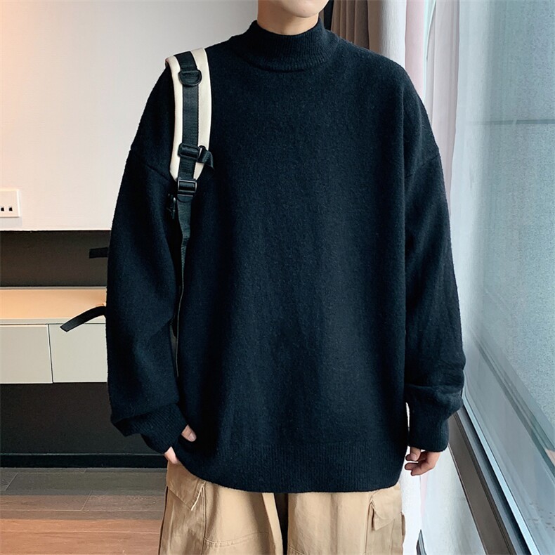2021情侣纯色半高领毛衣针织衫打底男士A367M04P45,男装T恤,电商A367