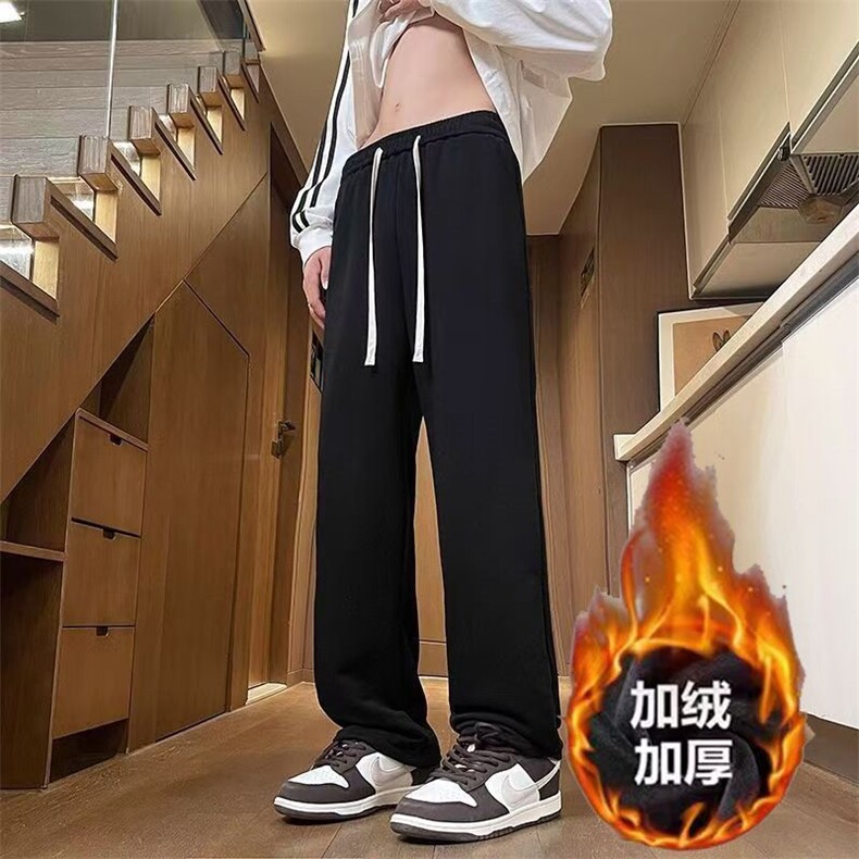 1506-1/KK0771加绒款/P28加绒350克华棉复合贝贝绒长裤雅货黑色,男装卫衣,星座1506-1