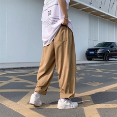 休闲裤男士裤子ins港风百搭直筒裤纯棉斜纹工装阔腿裤HK66P38，男装休闲裤，星座1116-2