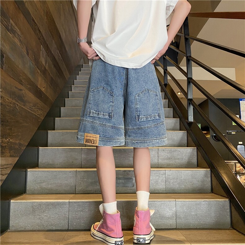2025美式高街夏季新款反穿水洗宽松牛仔短裤B315-K24085-特p35,男装牛仔裤,电商B315