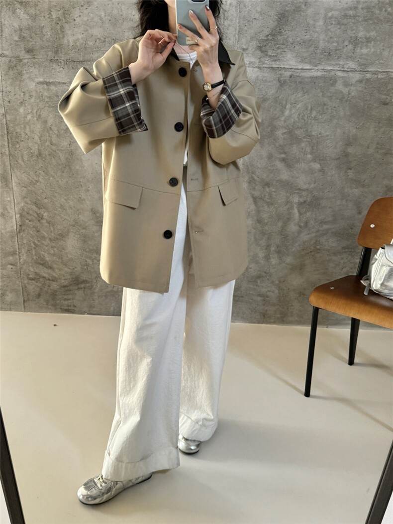 春日来信撞色复古高级新款小个子莱赛尔风衣外套女,女装双面呢大衣,泰合衣坊