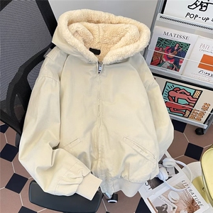 新款美式秋冬加厚毛领座山雕连帽夹克外套男女宽松保暖棉服潮图片