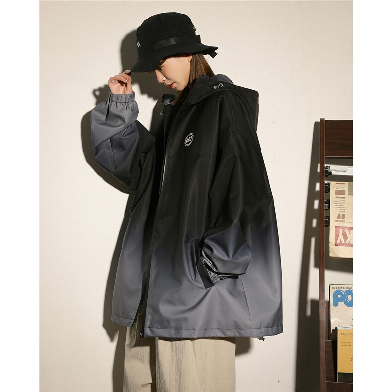 1中性风山系防水冲锋衣渐变色夹克女聚酯纤维JK77087P85控128,女装短外套,星座226-2