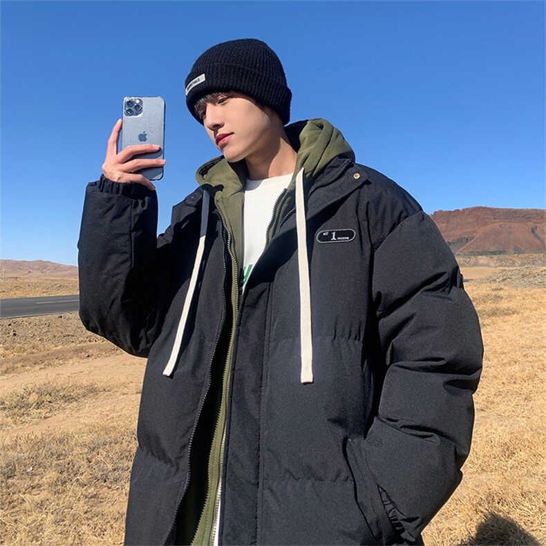 现货抖音得物二开三防加厚假两件拼接连帽棉衣冬季棉服LL9999,男装棉衣,电商A486