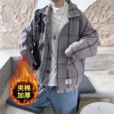 男生早秋穿搭小香风外套高级感格子翻领潮牌衬衫痞帅宽松百搭夹克，男装夹克，星座1210-1