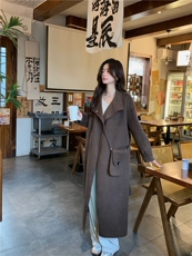 2025加厚修身型翻领大衣时尚百搭背包款，女装毛呢外套，宸诺服饰