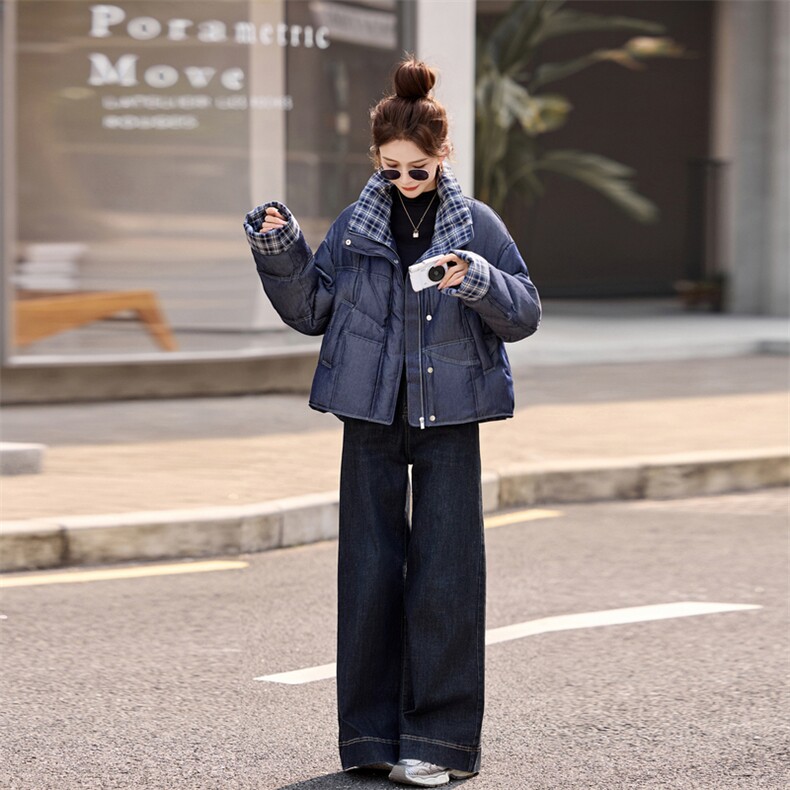 【现货！！！！】软糯牛仔羽绒服女式外套,女装羽绒服,素月