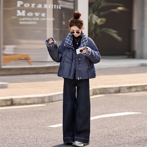 【现货！！！！】软糯牛仔羽绒服女式外套图片