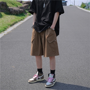 夏季ins潮流宽松阔腿裤潮牌日系休闲五分裤工装短裤男 K5994-P32图片