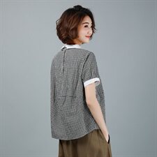 时尚舒适潮流衬衫套头短袖2021年夏季短袖气质优雅，女装衬衫，叶笙衣