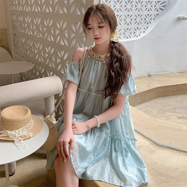 法式绝美超仙露肩连衣裙女2025夏季新款超好看亮片拼接度假风裙子,商品下架区,网红馆