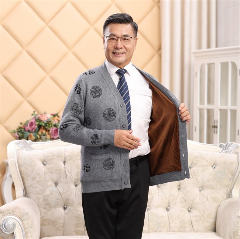 2025年秋季休闲V领情侣兜福,男装中老年男装,亚东羊绒制品
