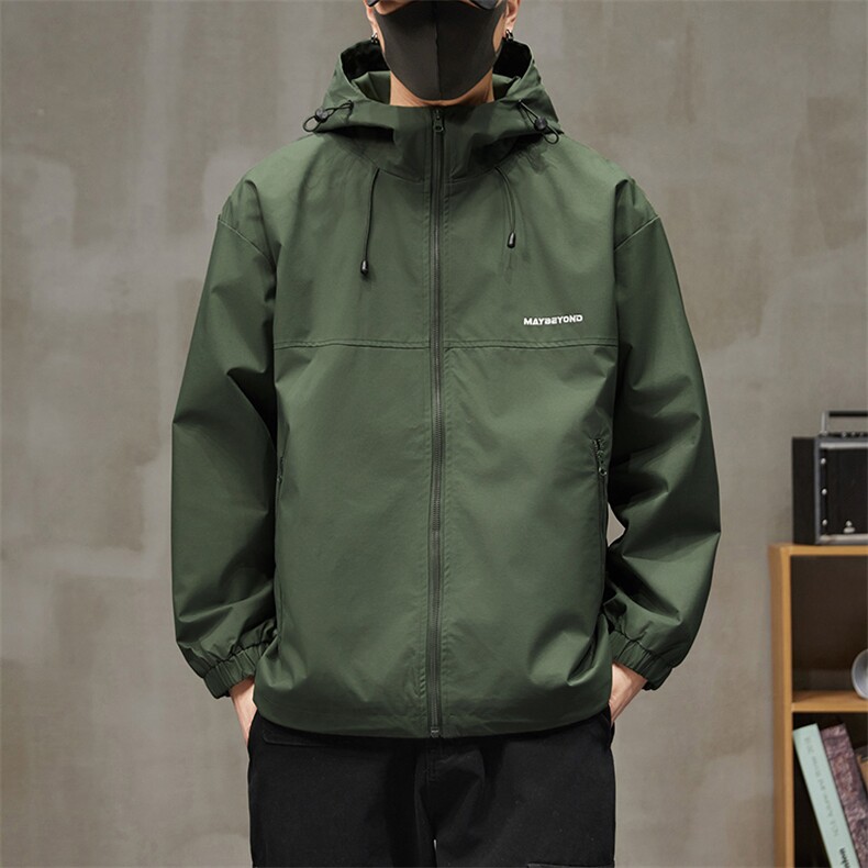 冲锋衣连帽夹克男宽松落肩纯色上衣外套DSA157B-JK727-P50图片