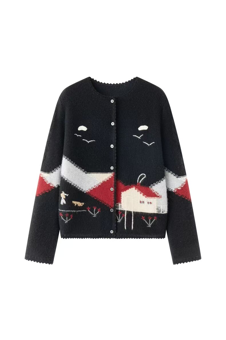 2025年秋季通勤长袖圆领开衫，女装羊绒衫，初婷羊绒