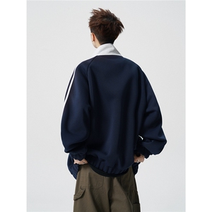 WY10190-特P60 420g重磅-高品质-条纹设计感大码保暖卫衣外套男图片