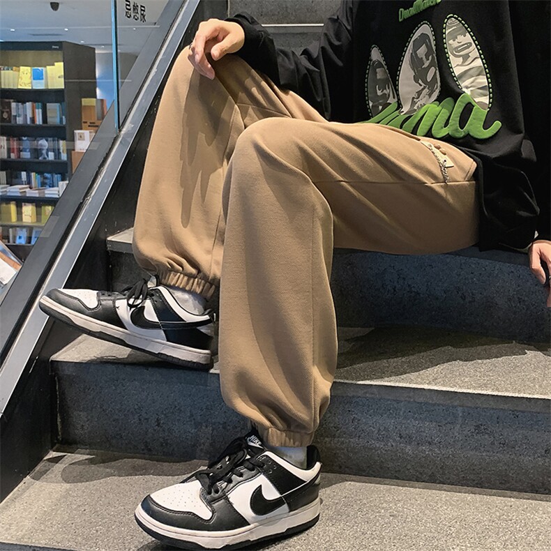 2022秋季学生金属绣标装饰休闲运动裤长裤束脚卫裤男士 K7399-P65图片