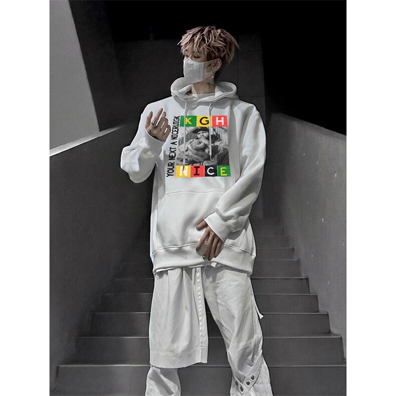 说唱歌手印花LOGO男女情侣潮牌连帽卫衣,男装卫衣,星座310A-4