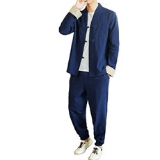 风唐装盘扣夹克中式居士服宽松大码汉服套装男装A821-P110，男装夹克，钱塘788(原4013)