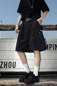 现货（带腰部配件）ZK8022-P55嘻哈街头美式阔腿垂直酷大码短裤图片