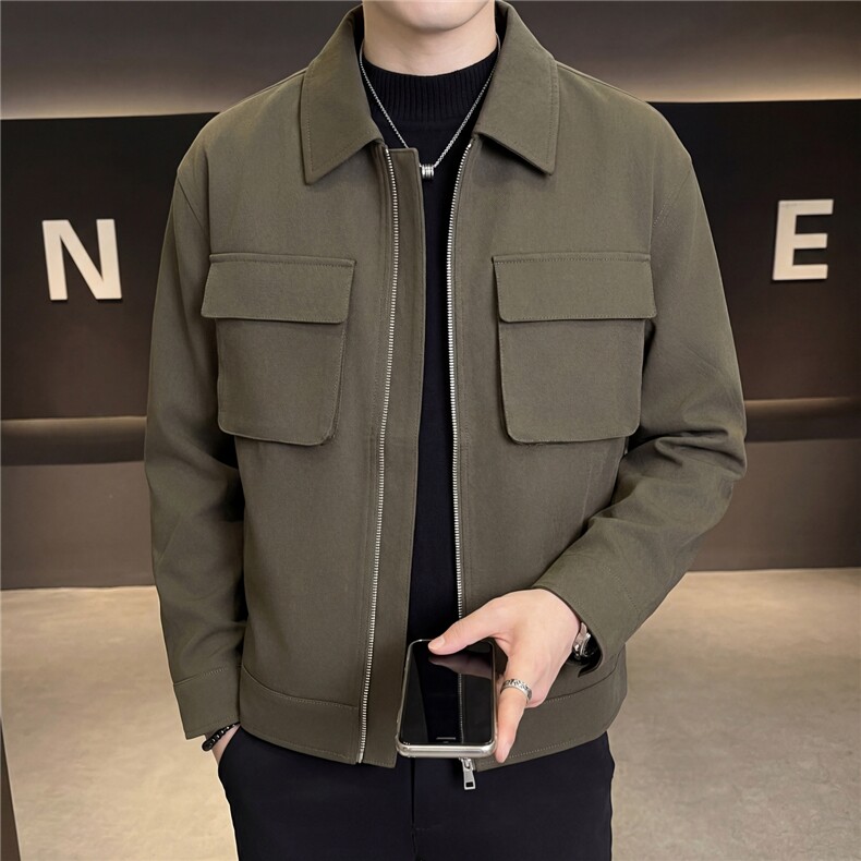 春款2026老钱风抖音纯色休闲立领夹克店主风A236-82527-P125，男装夹克，电商A236