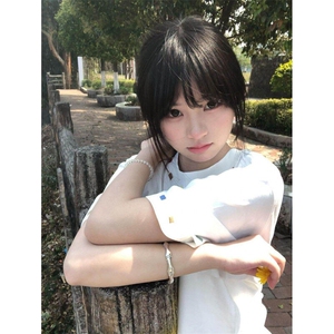 美式高街彩色t恤男女夏季白色短袖宽松学院风情侣纯棉上衣T5108图片