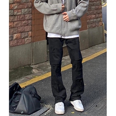 复古假破洞牛仔裤男女小众高街补丁修身直筒潮流长裤NT800，男装牛仔裤，星座1116A（原606A-3）