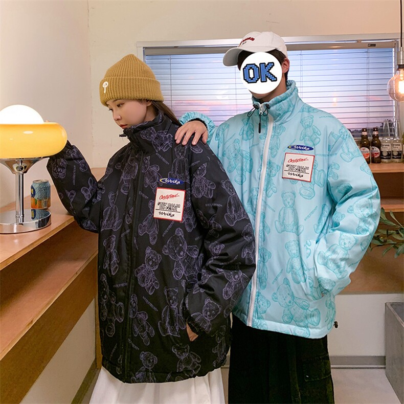 卡通印花小怪兽皮卡丘情侣学生短款轻薄拼色得物羽绒服男，男装羽绒服，星座301D-5(原星座1415）