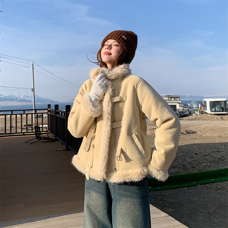 复古时尚皮毛一体外套2606P205K308,女装皮草,2C029