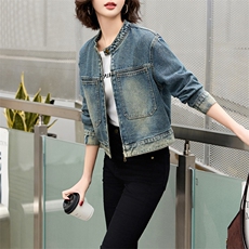 高级感气质牛仔短外套女春秋新款小个子宽松百搭复古长袖夹克上衣，女装牛仔外套，跑量工厂店
