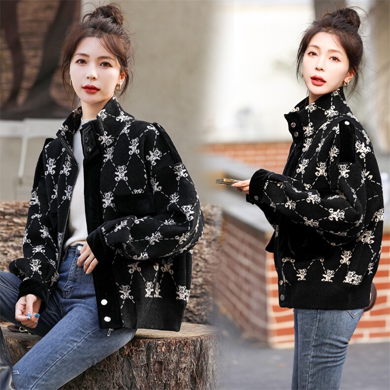 欧货高端毛呢短外套女2025年秋冬新款小个子休闲宽松工装夹克上衣，女装毛呢外套，意芙