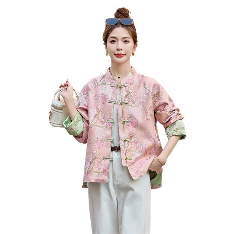 水衣源2607款新中式提花刺绣短外套薄款女（也有羽绒服版）,女装短外套,水衣源