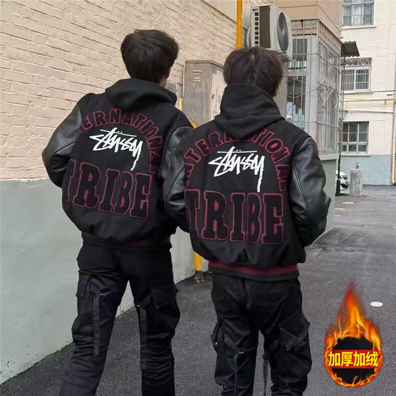 网图高街字母外套拼接夹克美式刺绣棒球服A025-XY1222-P72 夹棉82图片
