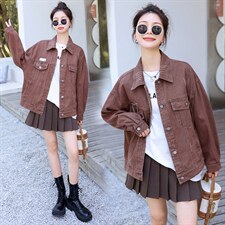 粉色牛仔春秋女2025新款青春减龄甜美学院风宽松半身裙，女装牛仔外套，意芙