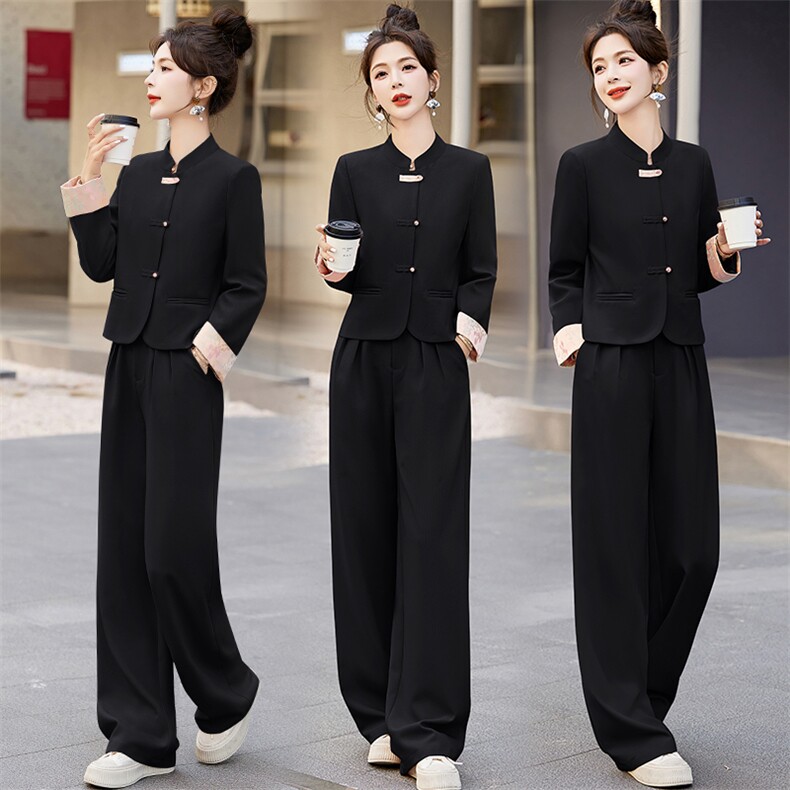 新中式初秋西装套装2024新款女装秋装爆款小香风超火阔腿裤两件套，女装套装/套裙，雅佳俏