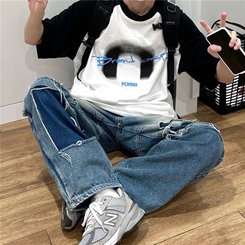 1506/Q51650/P49街舞嘻哈宽松休闲舒适美式牛仔裤,男装牛仔裤,星座1506