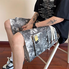 工装短裤男款夏季美式高街潮牌扎染大口袋宽松五分裤D013-P50，男装牛仔裤，星座308B-2