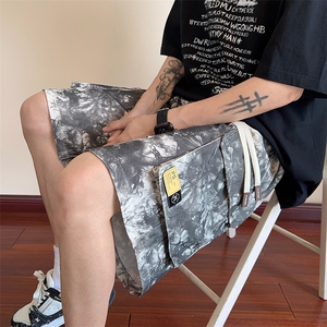 工装短裤男款夏季美式高街潮牌扎染大口袋宽松五分裤D013-P50图片