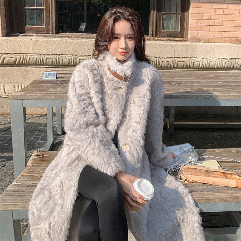 2C085-Q056P225 新款宽松甜美皮毛一体外套 K328  现货图片