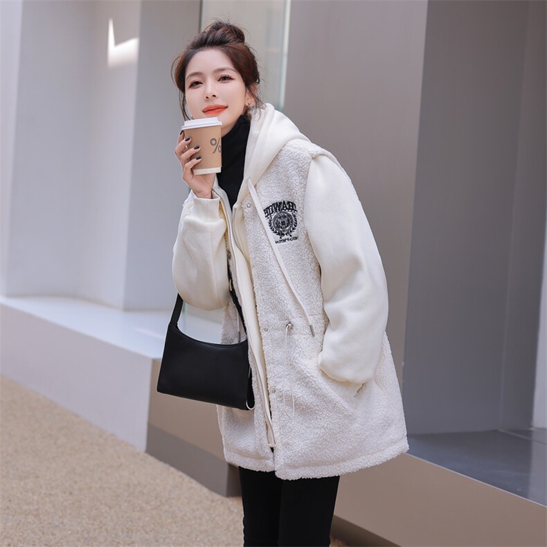 颗粒绒外套女2022冬季新款女装韩版时尚休闲保暖加厚仿羊羔毛外套,女装羊羔毛/颗粒绒,慧尚依恋
