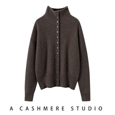 2026年秋季系扣高领加厚羊绒开衫通勤，女装羊绒衫，朵沐纯羊绒