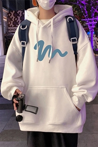 CM052P60加绒65纯棉卫衣秋冬新款连帽美式宽松情侣帽衫港风外套潮图片