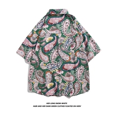 白底平铺男夏季短袖衬衫潮流帅气休闲衬衫C2128P26，男装衬衫，星座1116-2