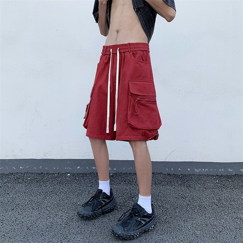 工装短裤男夏季多口袋宽松休闲中裤美式高街运动五分裤E1122-p38,男装牛仔裤,星座1008-2